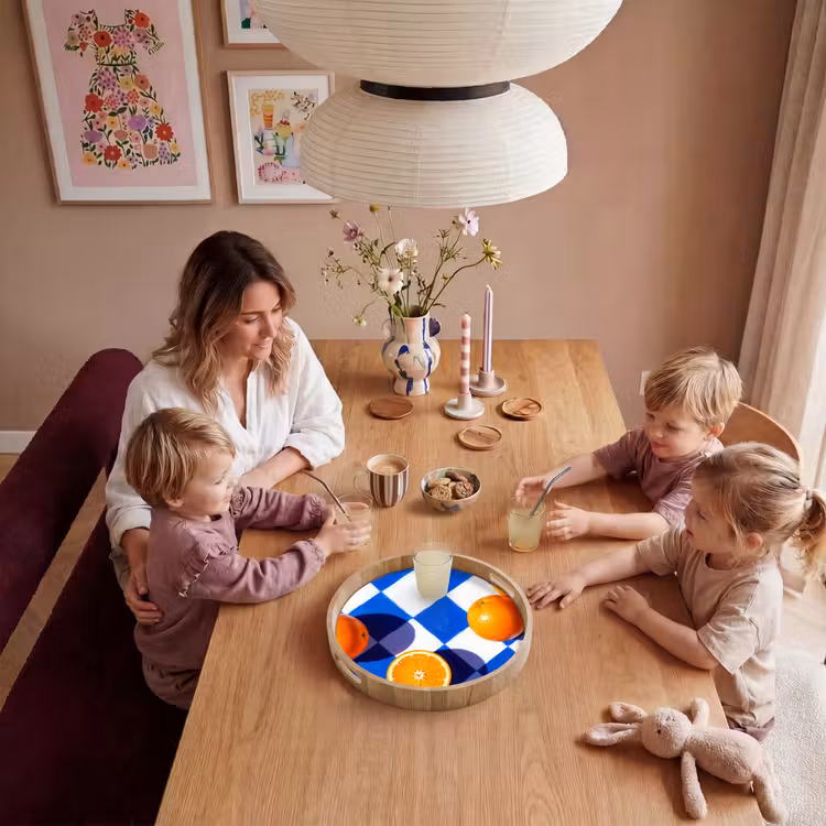 Tablett - Orange – Kariert – Essen — 5