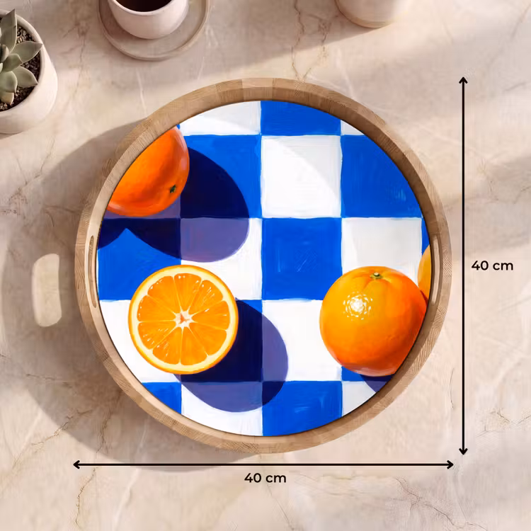 Tablett - Orange – Kariert – Essen — 7