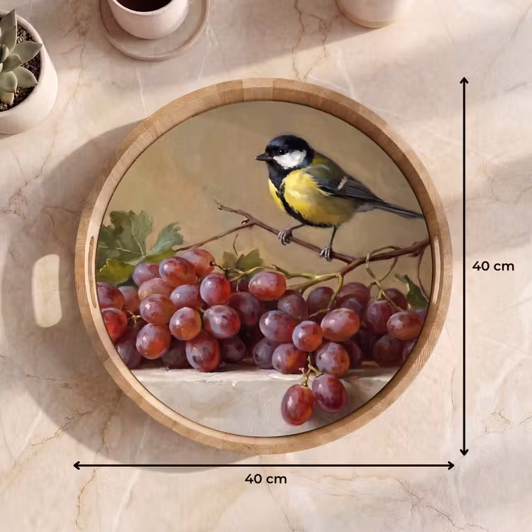 Tablett - Vogel – Trauben – Stillleben — 7