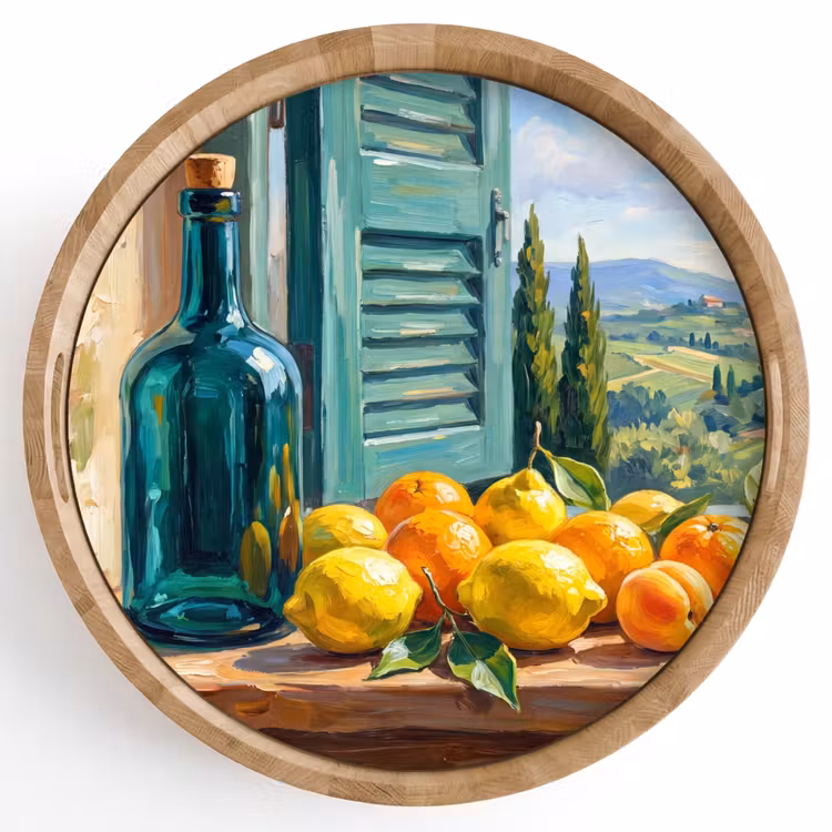 Tablett - Flasche – Obst – Stillleben — 1