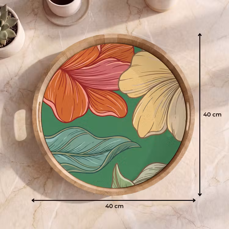 Tablett - Blumen – Grün – Illustration — 7