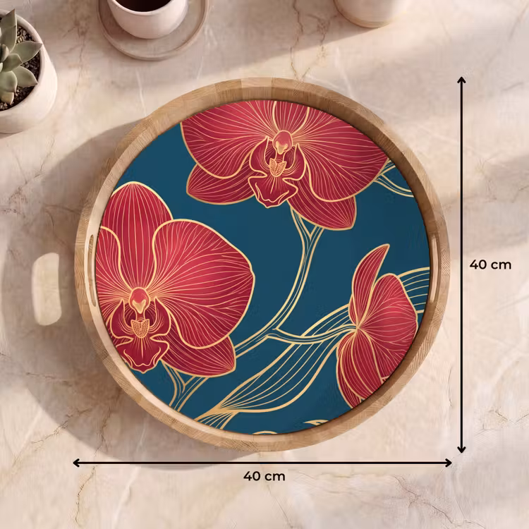 Tablett - Blumen – Rot – Gold — 7