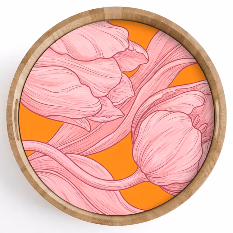 Tablett - Rosa Blumen – Modern — 1
