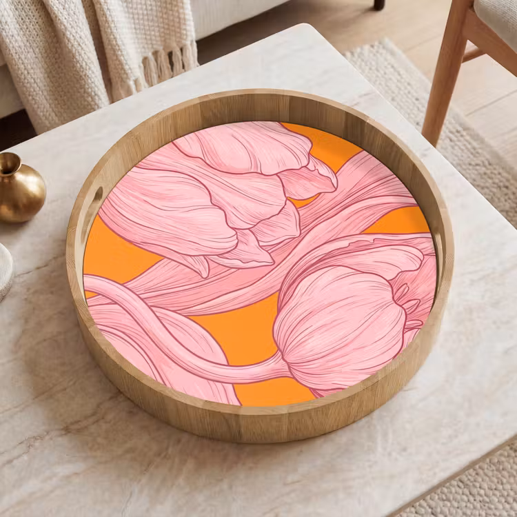 Tablett - Rosa Blumen – Modern — 2