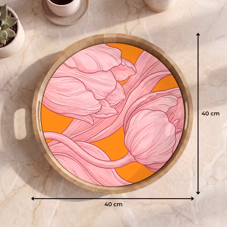 Tablett - Rosa Blumen – Modern — 7