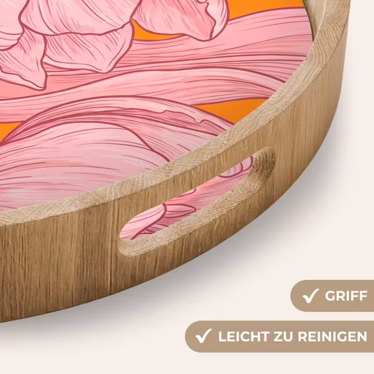 Tablett - Rosa Blumen – Modern — 8
