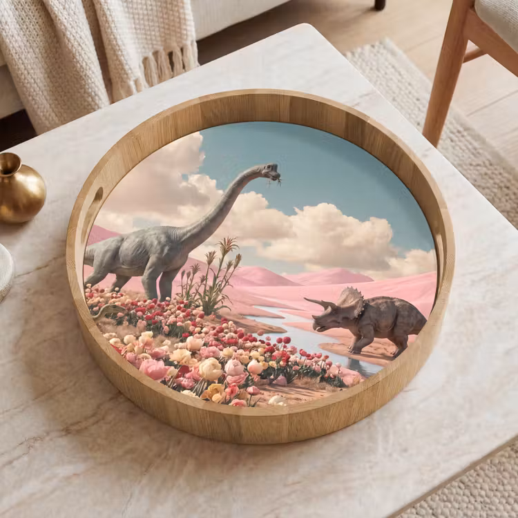 Tablett - Dinosaurier – Rosa – Landschaft — 2
