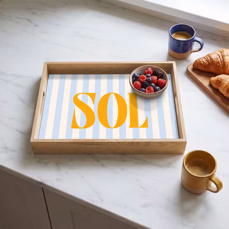 Tablett - Orange – Blau – Streifen – Sol — 3