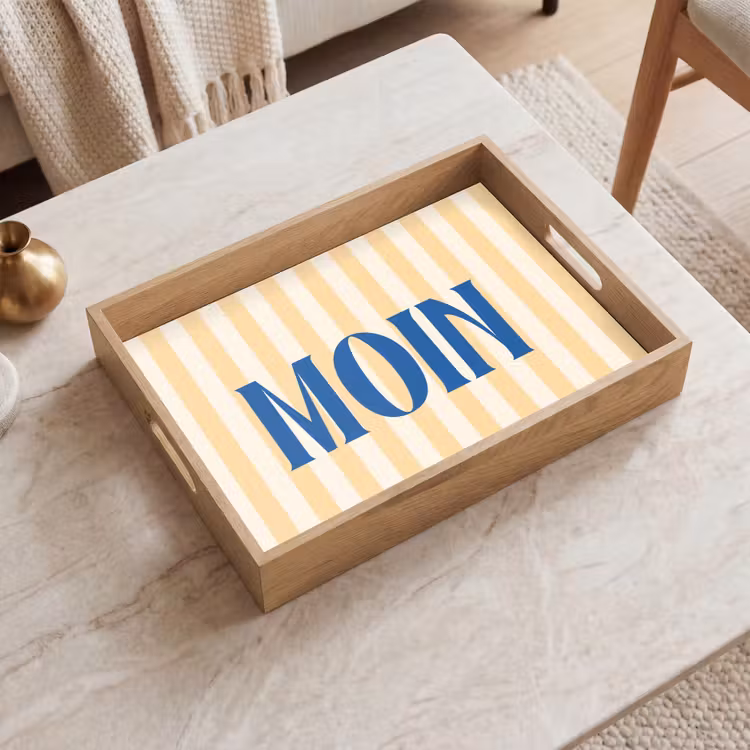 Tablett - Blau – Gelb – Streifen – Moin — 2