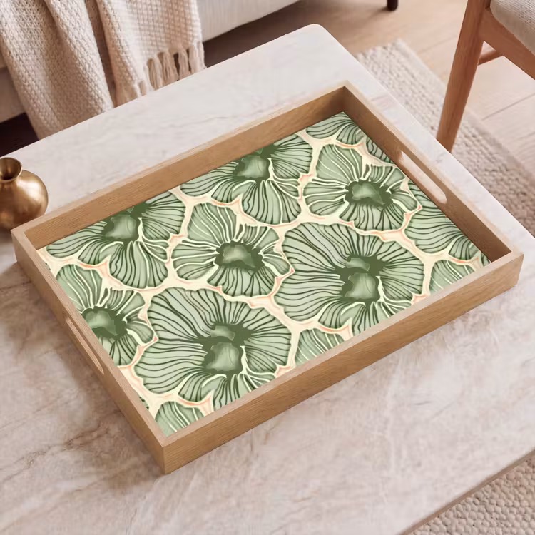Tablett - Grün – Botanisch – Blumen – Organisch – Muster — 2