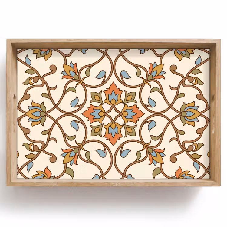 Tablett - Muster – Blumen – Ornament – Bunt — 1