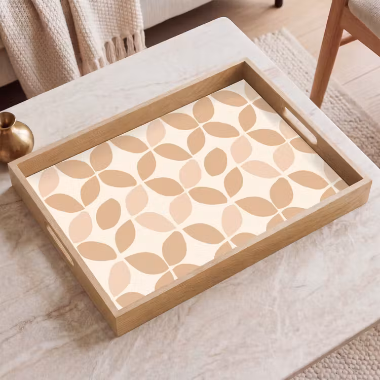 Tablett - Beige – Blätter – Minimalistisch – Muster — 2