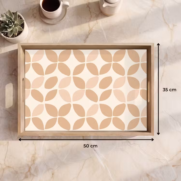 Tablett - Beige – Blätter – Minimalistisch – Muster — 7