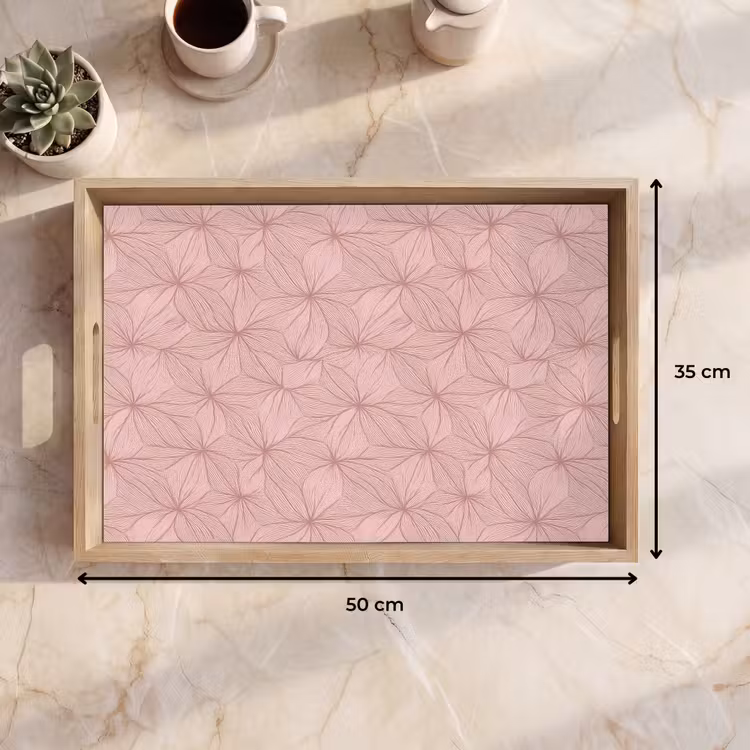 Tablett - Blassrosa – Blumen – Relief – Textur — 7