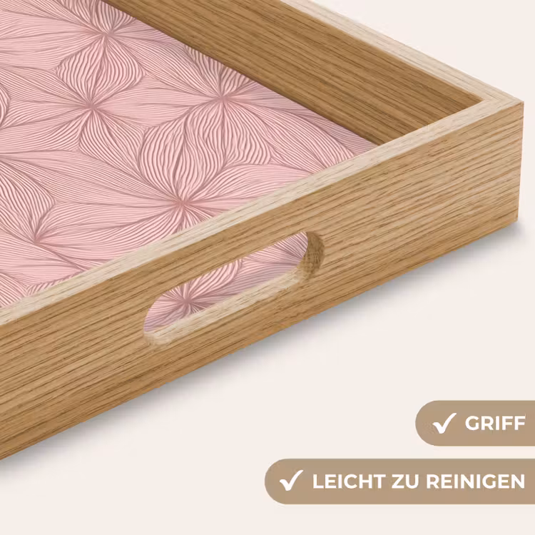 Tablett - Blassrosa – Blumen – Relief – Textur — 8