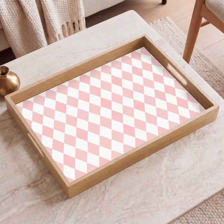 Tablett - Hellrosa – Karos – Geometrisch – Muster — 2