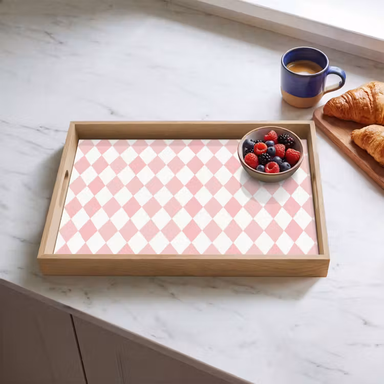 Tablett - Hellrosa – Karos – Geometrisch – Muster — 3