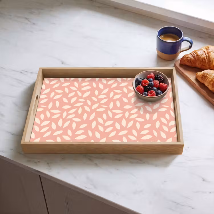 Tablett - Rosa – Blätter – Verspielt – Muster — 3