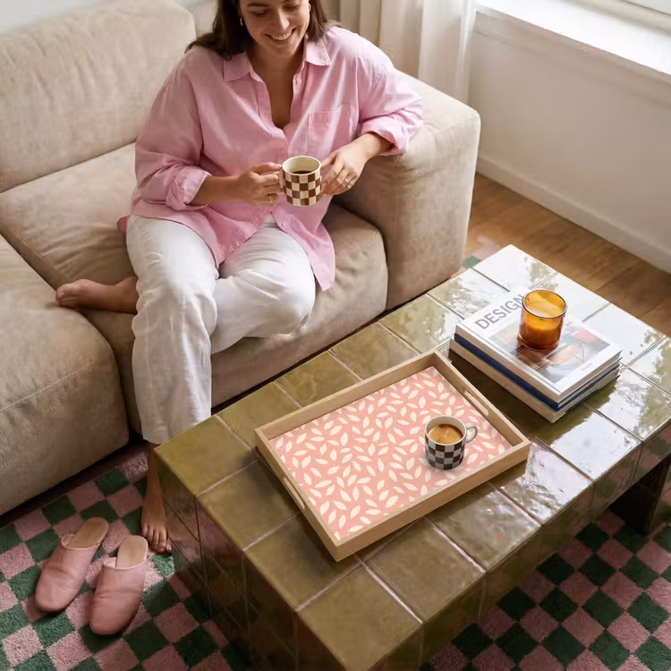 Tablett - Rosa – Blätter – Verspielt – Muster — 4