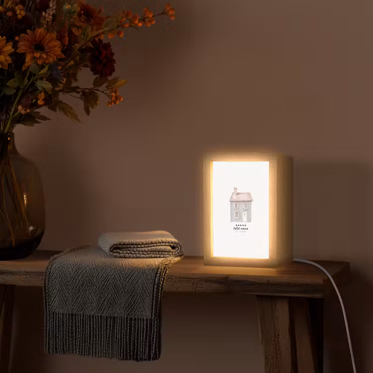 Tischlampe - Hellblau - Haus - Mutti - Text — 2