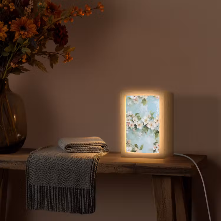 Tischlampe - Blossom - Blätter - Hellblau — 2