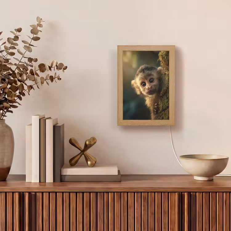 Tischlampe - Affe - Baumstamm - Braun — 4