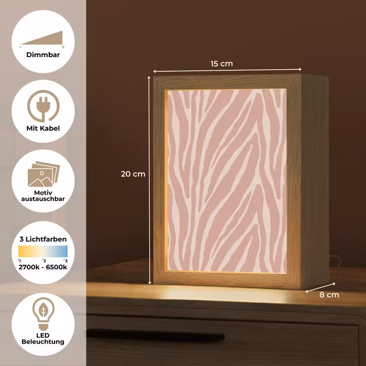 Tischlampe - Hellrosa - Zebra - Muster - Dunkelrosa — 7