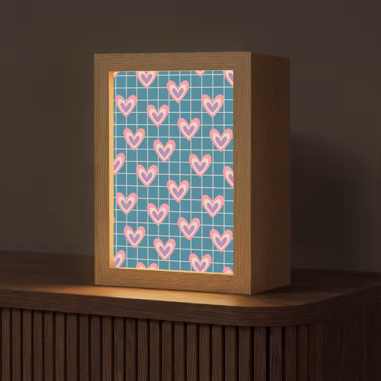 Tischlampe - Herzen - Gitternetz - Muster - Blau — 1
