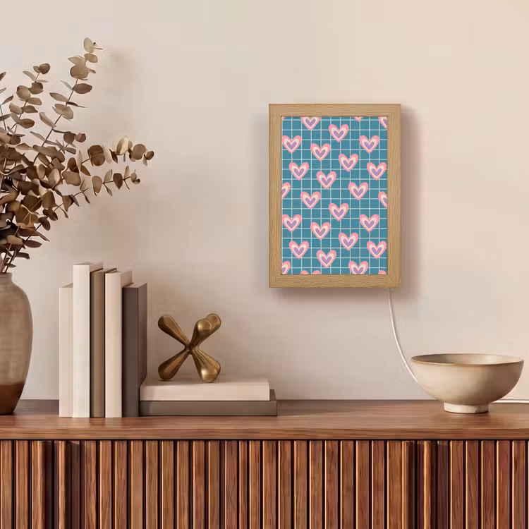 Tischlampe - Herzen - Gitternetz - Muster - Blau — 4