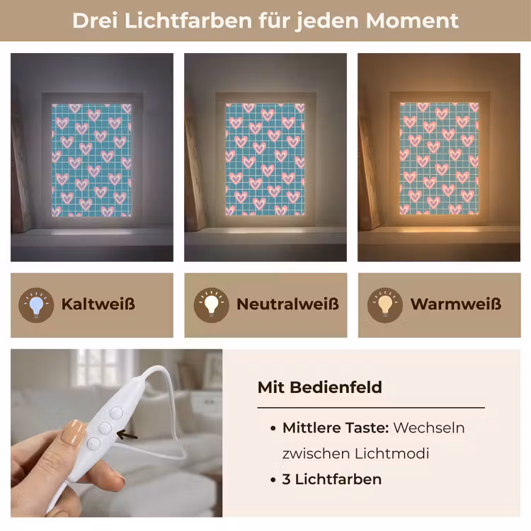 Tischlampe - Herzen - Gitternetz - Muster - Blau — 6