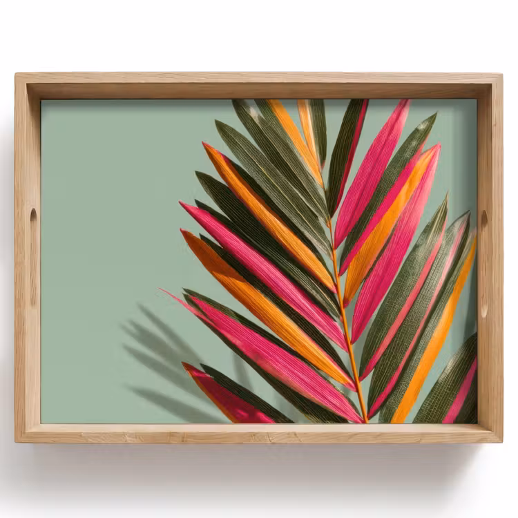 Tablett - Zweig - Blätter - Bunt - Schatten — 1