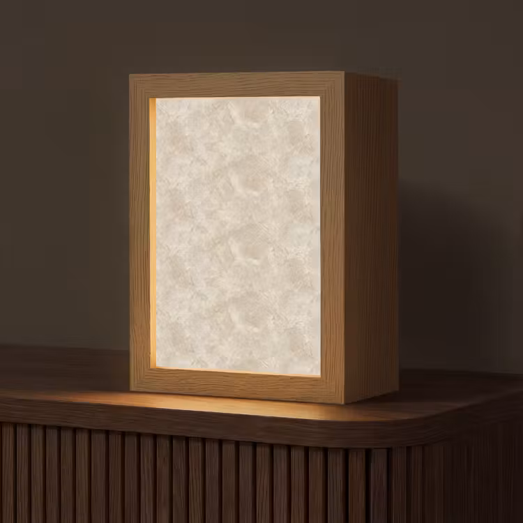 Tischlampe - Hellbeige - Marmor - Adern — 1