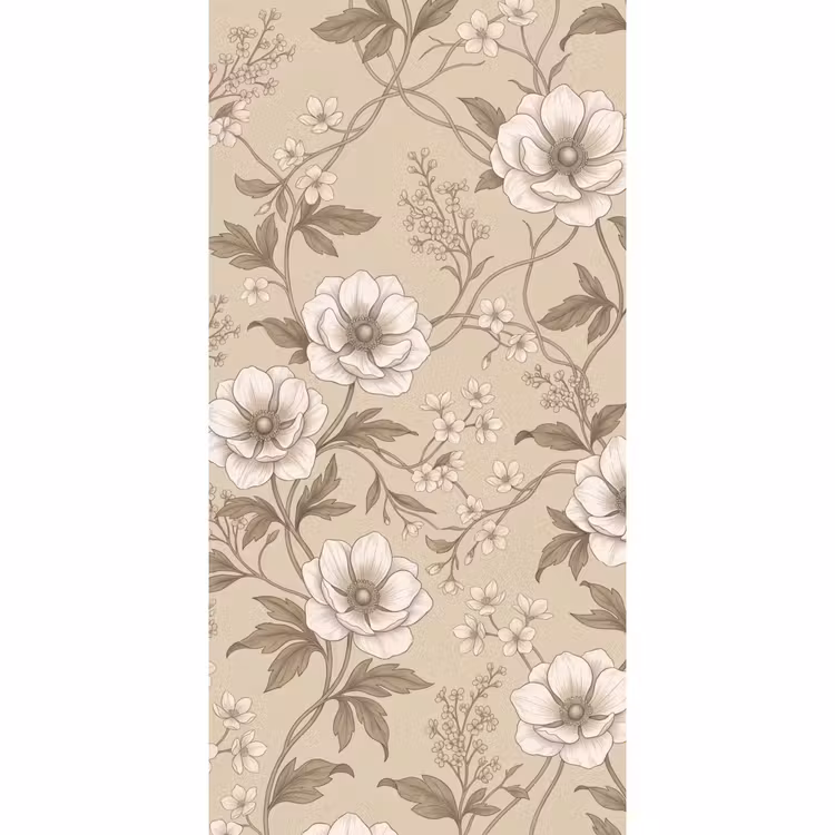 Tapete - Blumen - Muster - Beige — 2