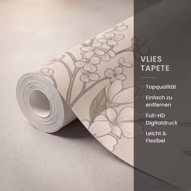 Tapete - Blumen - Muster - Beige — 3