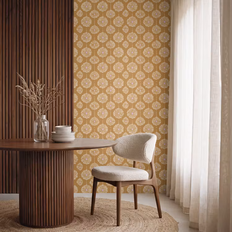 Tapete - Blumen - Modern - Ocker — 4