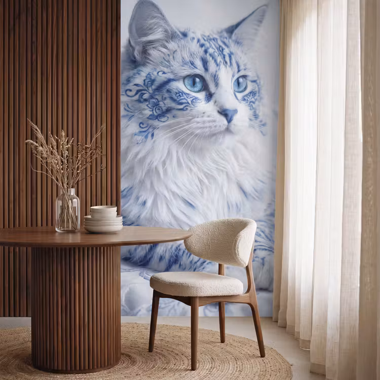 Tapete - Katze - Muster - Blau — 4