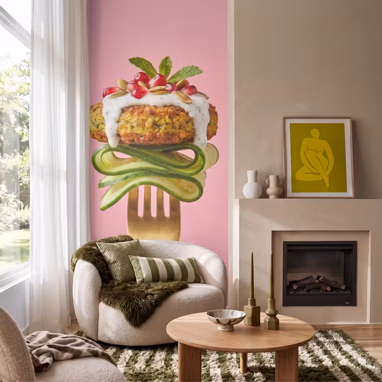 Tapete - Essen – Gabel – Rosa — 1