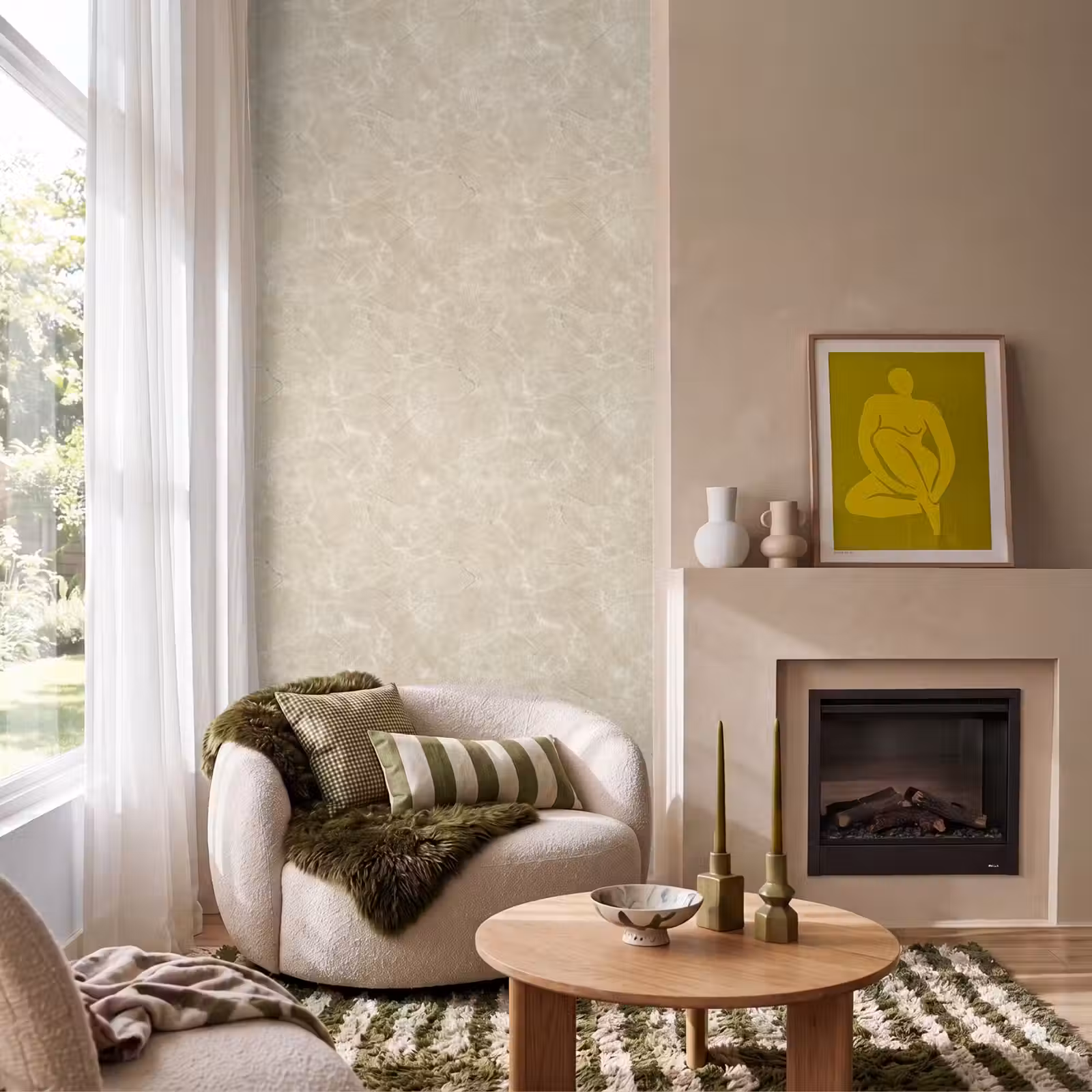 Tapete - Hellbeige - Marmor - Diffusionsäderung — 1