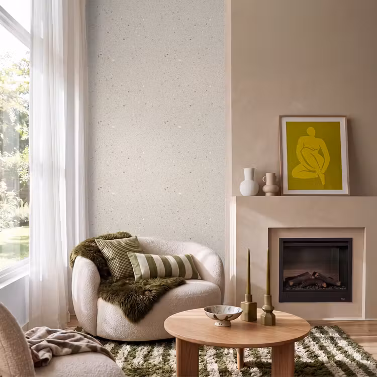 Tapete - Hellbeige - Terrazzo - Grau — 1