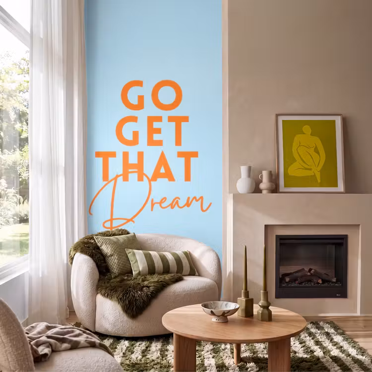 Tapete - Blau - Orange - Text — 1