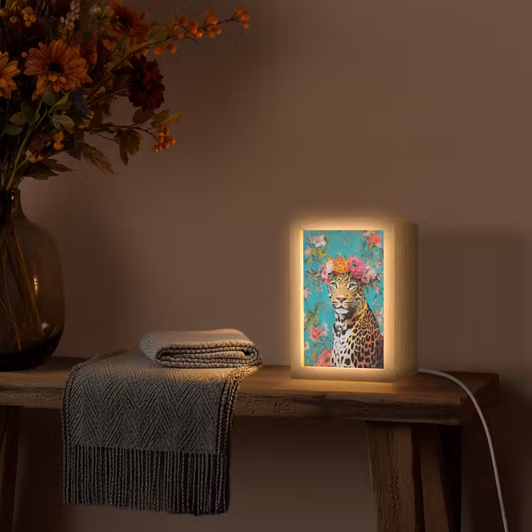 Tischlampe - Leopard - Blumen - Krone — 2