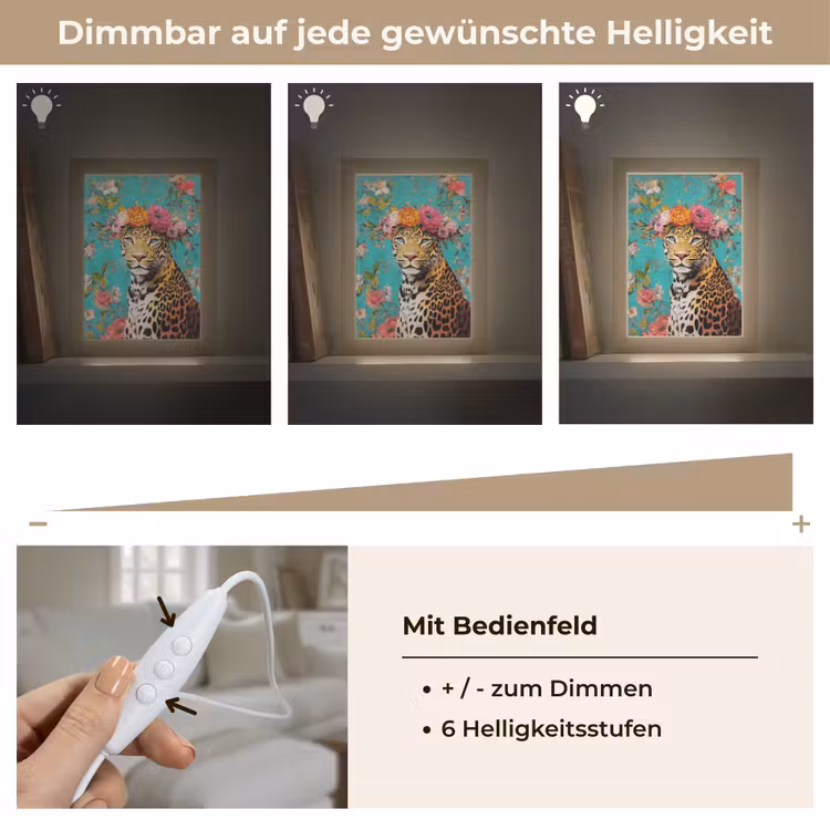 Tischlampe - Leopard - Blumen - Krone — 8