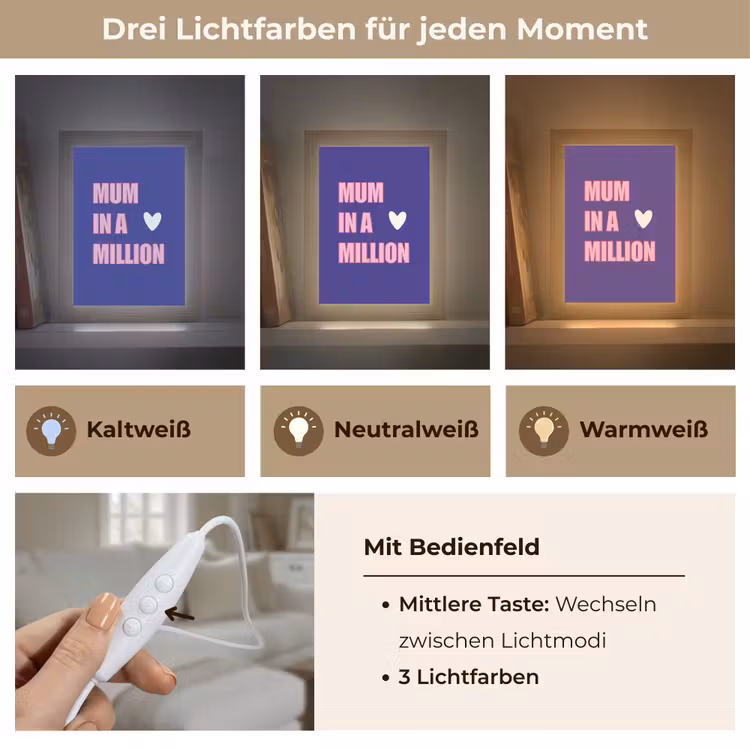 Tischlampe - Mutter - Text - Blau - Herz — 6