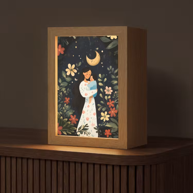Tischlampe - Mutter - Kind - Bunt - Blumen — 1