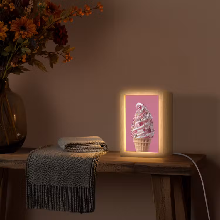 Tischlampe - Softeis - Edelsteine - Rosa - Waffel — 2
