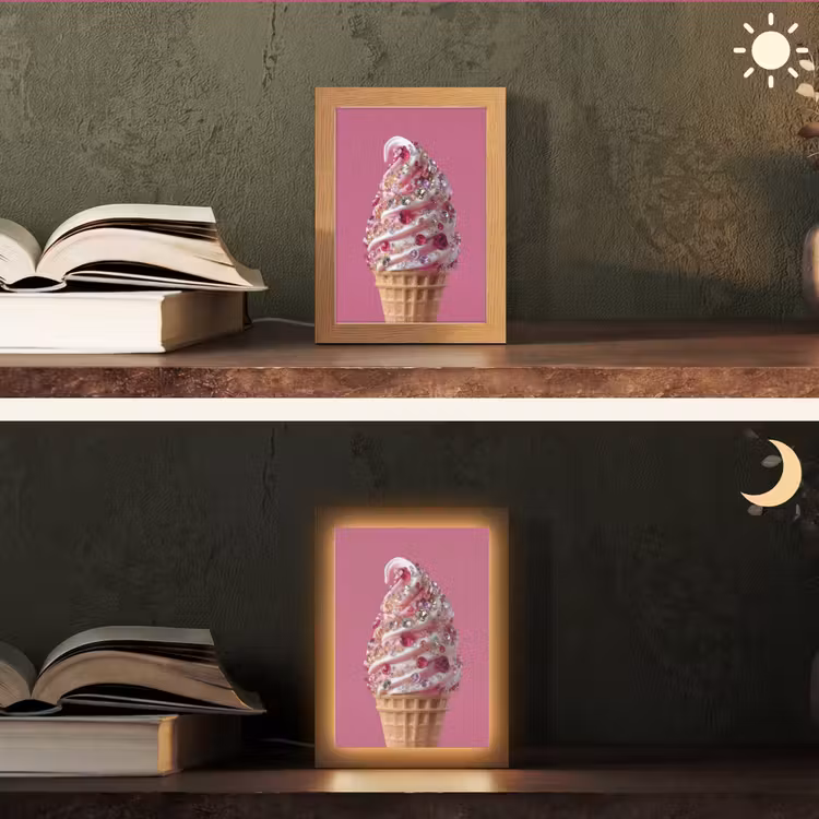 Tischlampe - Softeis - Edelsteine - Rosa - Waffel — 5