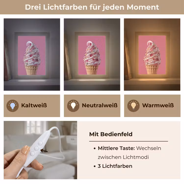 Tischlampe - Softeis - Edelsteine - Rosa - Waffel — 6