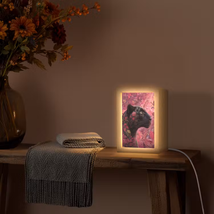 Tischlampe - Leopard - Blumen - Rosa — 2