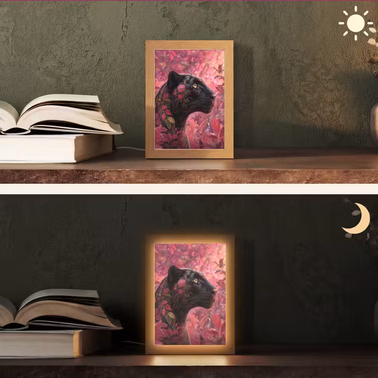 Tischlampe - Leopard - Blumen - Rosa — 5