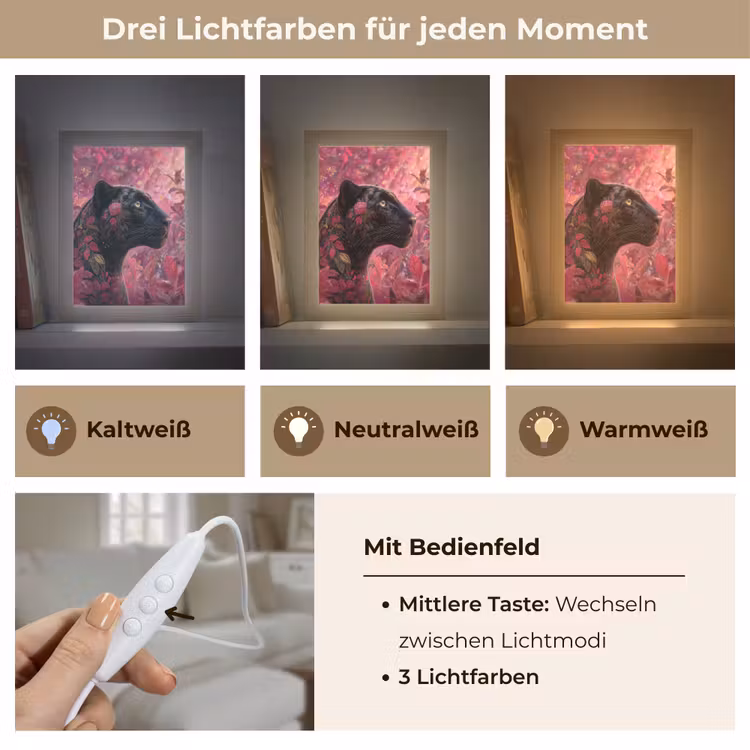 Tischlampe - Leopard - Blumen - Rosa — 6